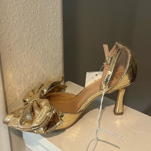 A New Day Womens Grace Gold Bow Heels 90972787 Size 6 - Picture 3 of 9